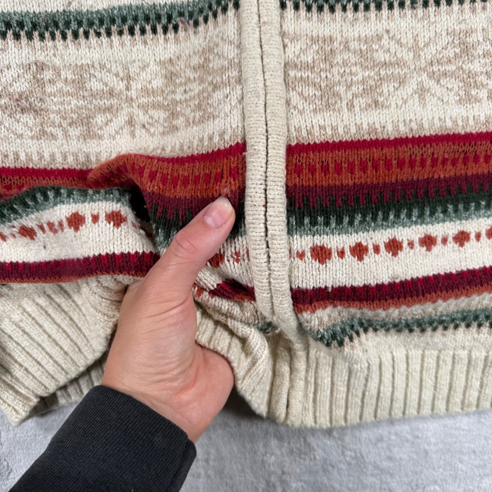 Northern Reflections Sweater Womens Medium Cream Striped Fair Isle Knit Fall - Picture 3 of 9